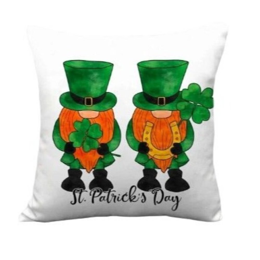 St. Patrick's Day Leprechaun Pillow Cover Green Off-white